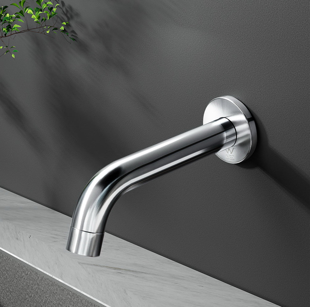 Wall Bath Mixer Tap Round Spout Shower Bathtub Chrome with Shower Accessories