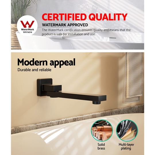 Wall Mounted Swivel Bath Spout: Sleek Black Water Outlet