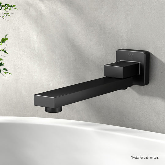 Wall Mounted Swivel Bath Spout: Sleek Black Water Outlet for Bathroom Tub | Tap & Sink Accessories