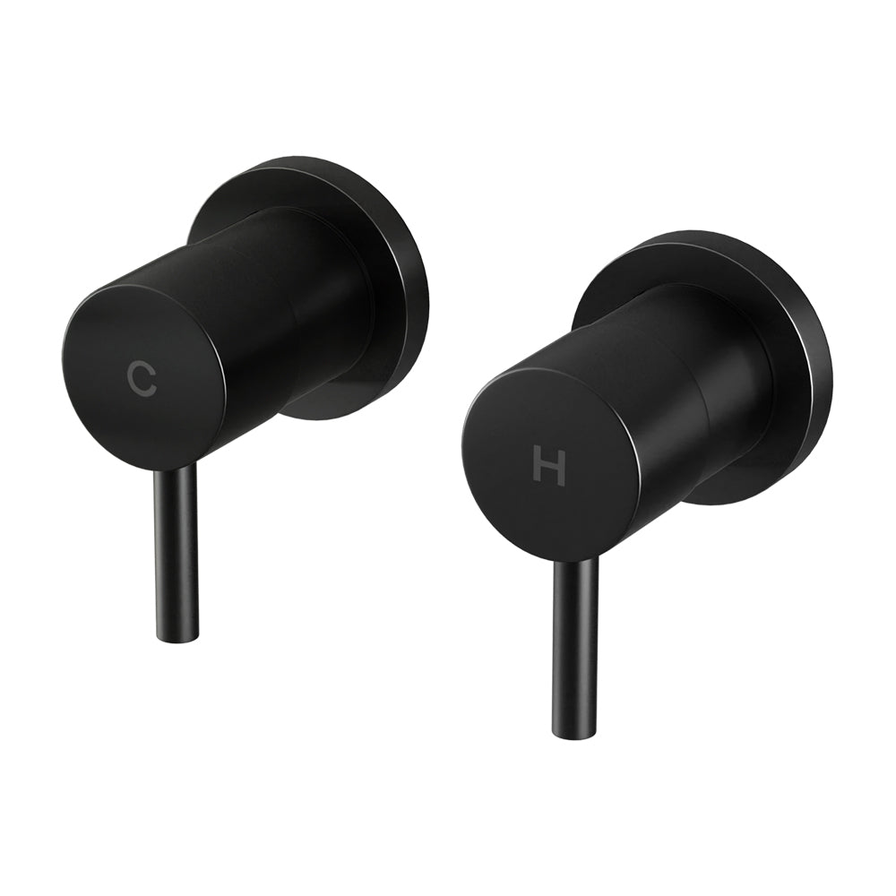 Basin Twin Tap Wall Round Brass Faucet Shower Bathtub Black/Silver, Shower Accessories
