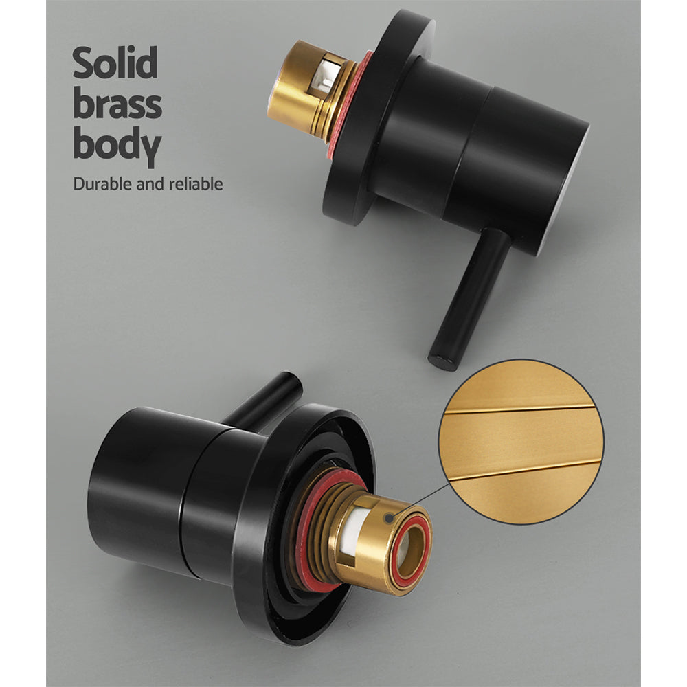 Shower Accessories - Basin Twin Tap Wall Round Brass Faucet Shower Bathtub Black/Silver
