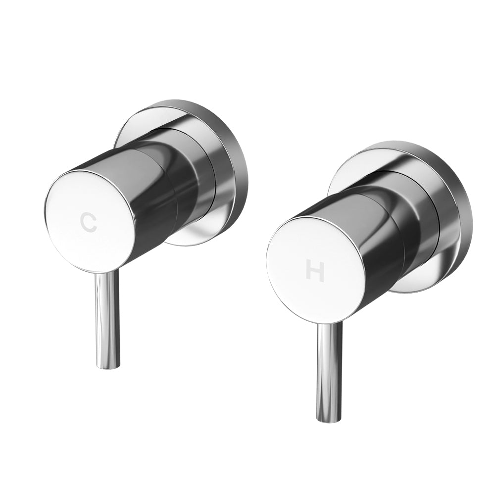 Basin Twin Tap Wall Round Brass Faucet Shower Bathtub Black/Silver | Black colour - photo 14