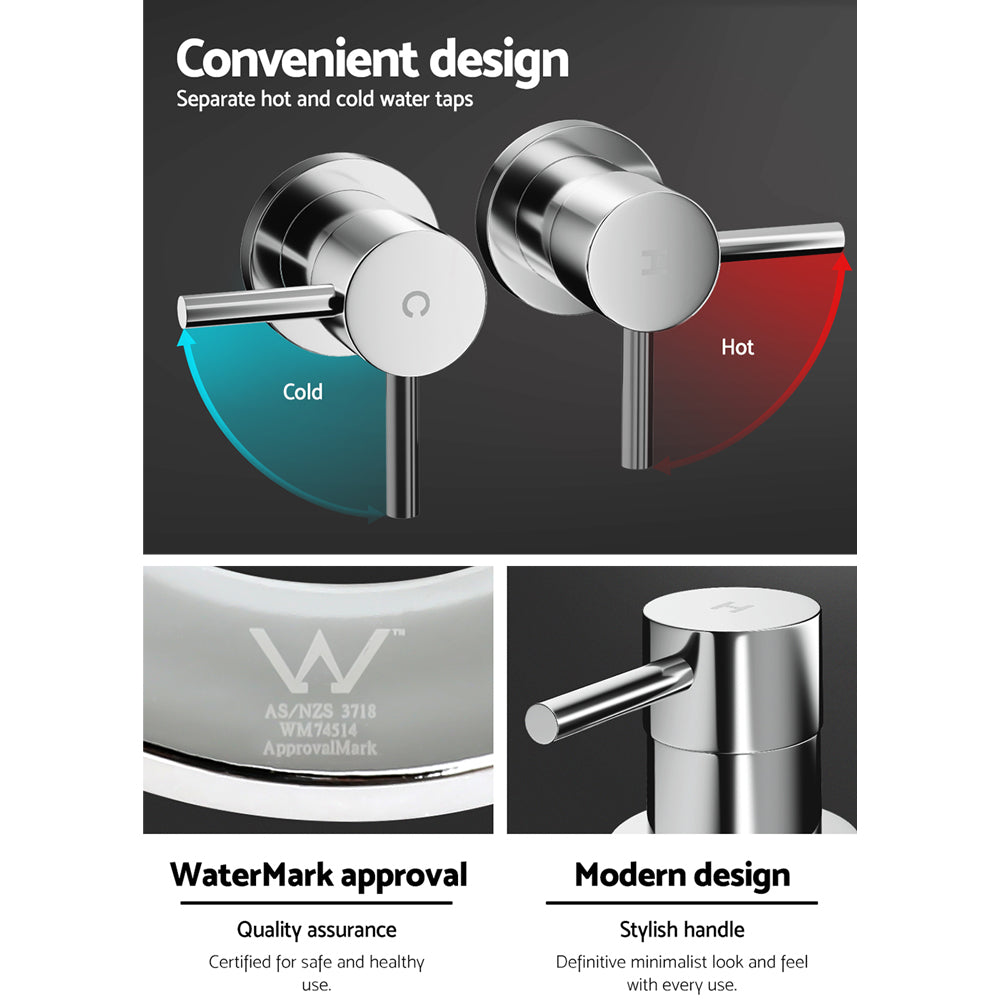 Black colour - Basin Twin Tap Wall Round Brass Faucet Shower Bathtub Black/Silver - photo 12