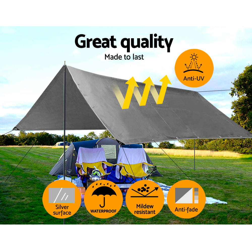 3x3.6m Heavy Duty Tarpaulin Canvas Camping Sun Shade Waterproof Sun Cover