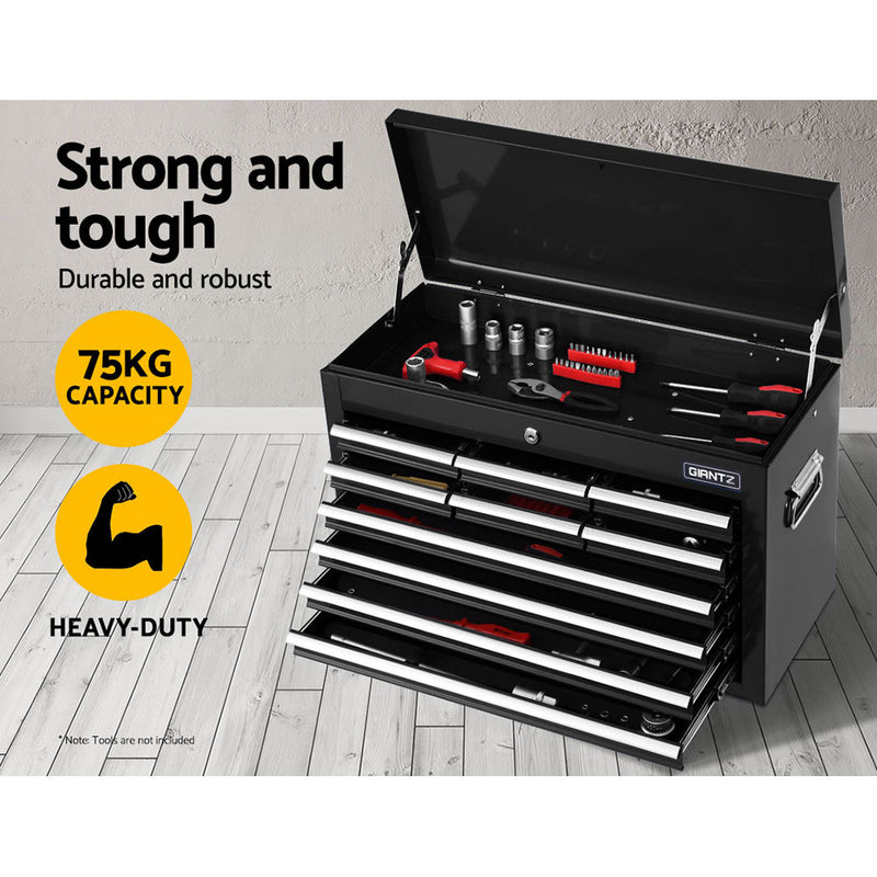 10 Drawer Tool Box Cabinet Chest Toolbox Storage Garage Organiser Black - Tool Cabinets