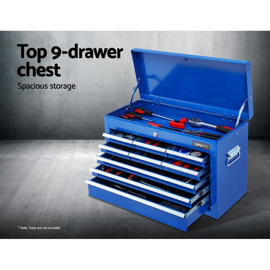 Tool Chest And Trolley Box Cabinet 16 Drawers Cart Garage Storage Blue - Tool Cabinets