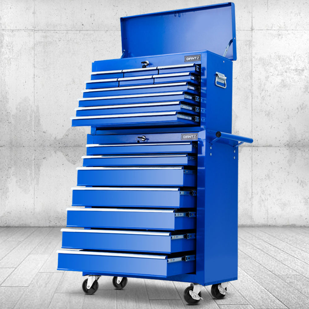 17-Drawer Tool Box Trolley Cabinet Garage Storage Box Blue