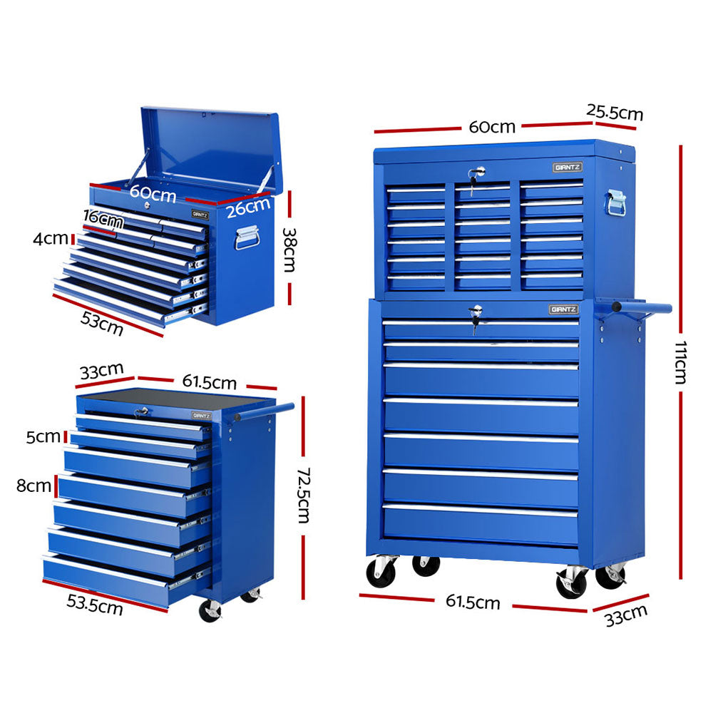 17-Drawer Tool Box Trolley Cabinet Garage Storage Box Blue
