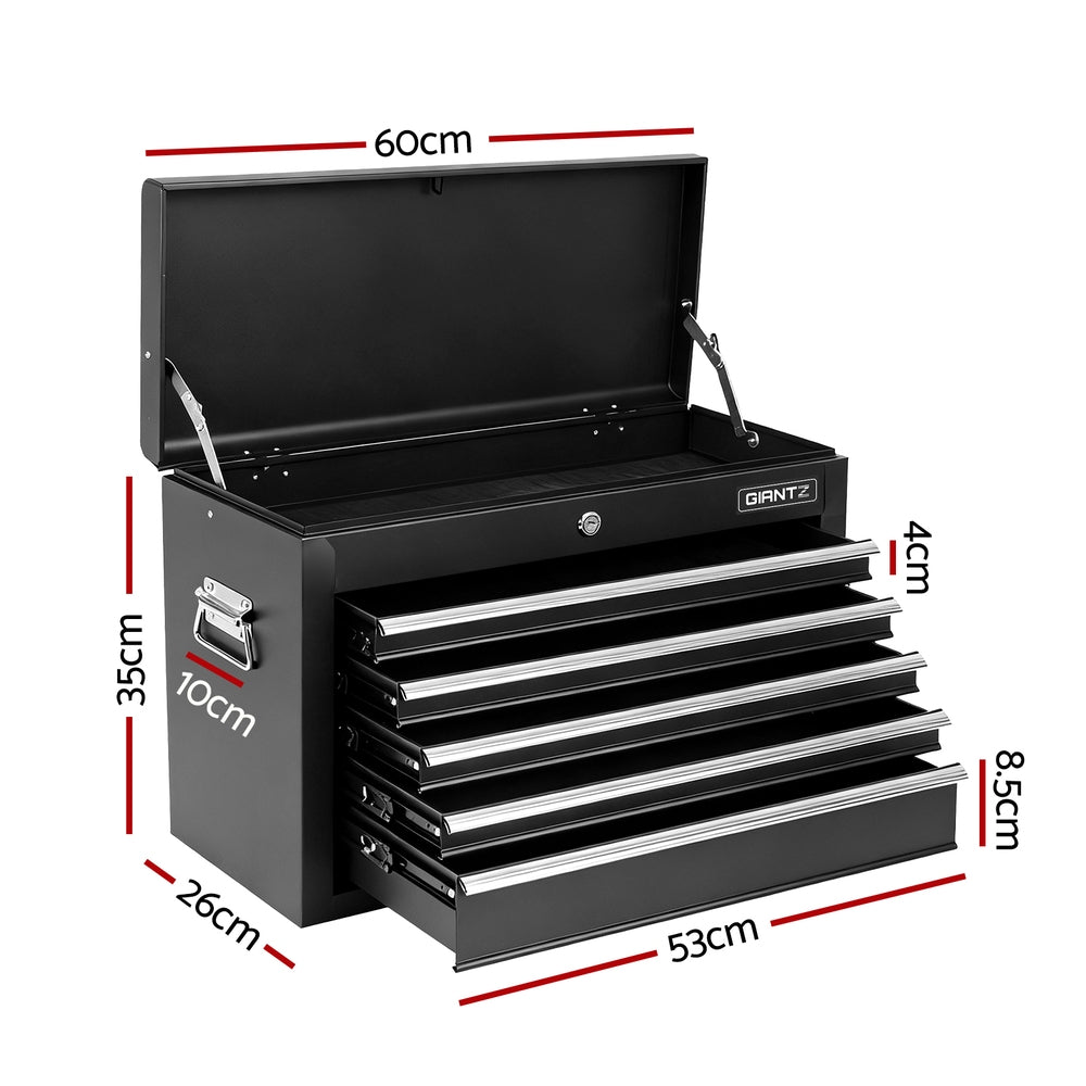 5 Drawer Tool Chest Box Cabinet Lockable Garage Storage Organiser Black | Tool Boxes