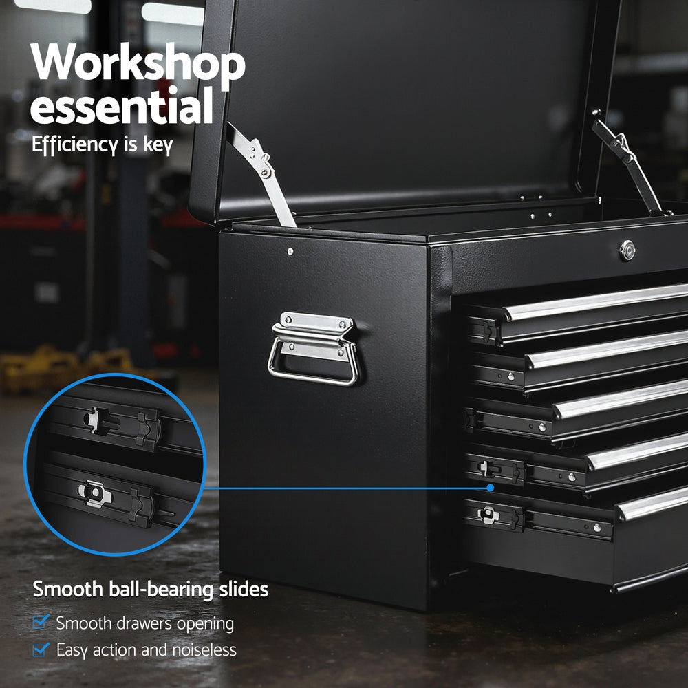 5 Drawer Tool Chest Box Cabinet Lockable Garage Storage Organiser Black | Black colour
