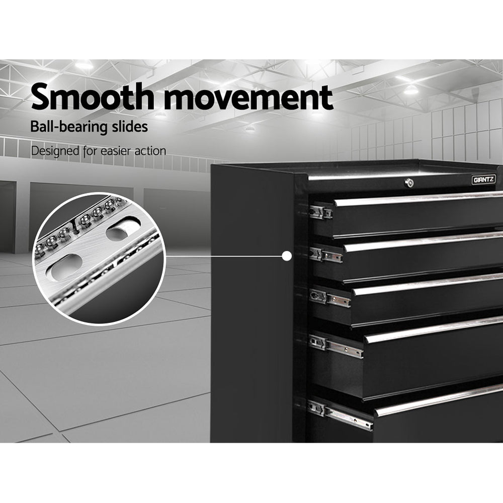 5 Drawer Tool Box Cabinet Chest Trolley Box Garage Storage Toolbox Black