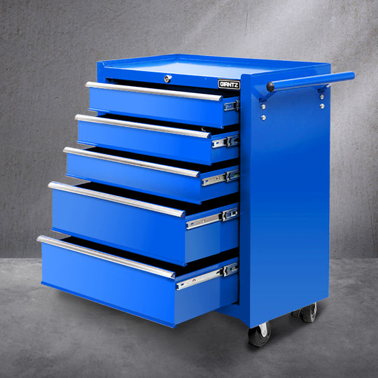 5 Drawer Tool Box Cabinet Chest Trolley Box Garage Storage Toolbox Blue | Tool Cabinets