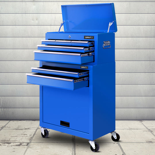 7 Drawer Tool Box Cabinet Chest Trolley Toolbox Garage Storage Blue | Tool Cabinets