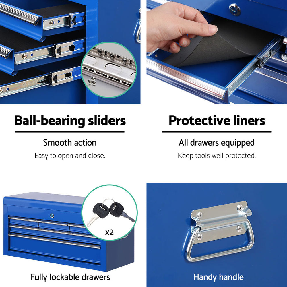 7 Drawer Tool Box Cabinet Chest Trolley Toolbox Garage Storage Blue
