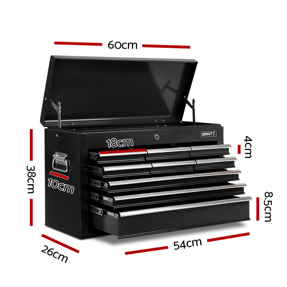 9 Drawer Tool Box Cabinet Chest Toolbox Storage Garage Organiser Black
