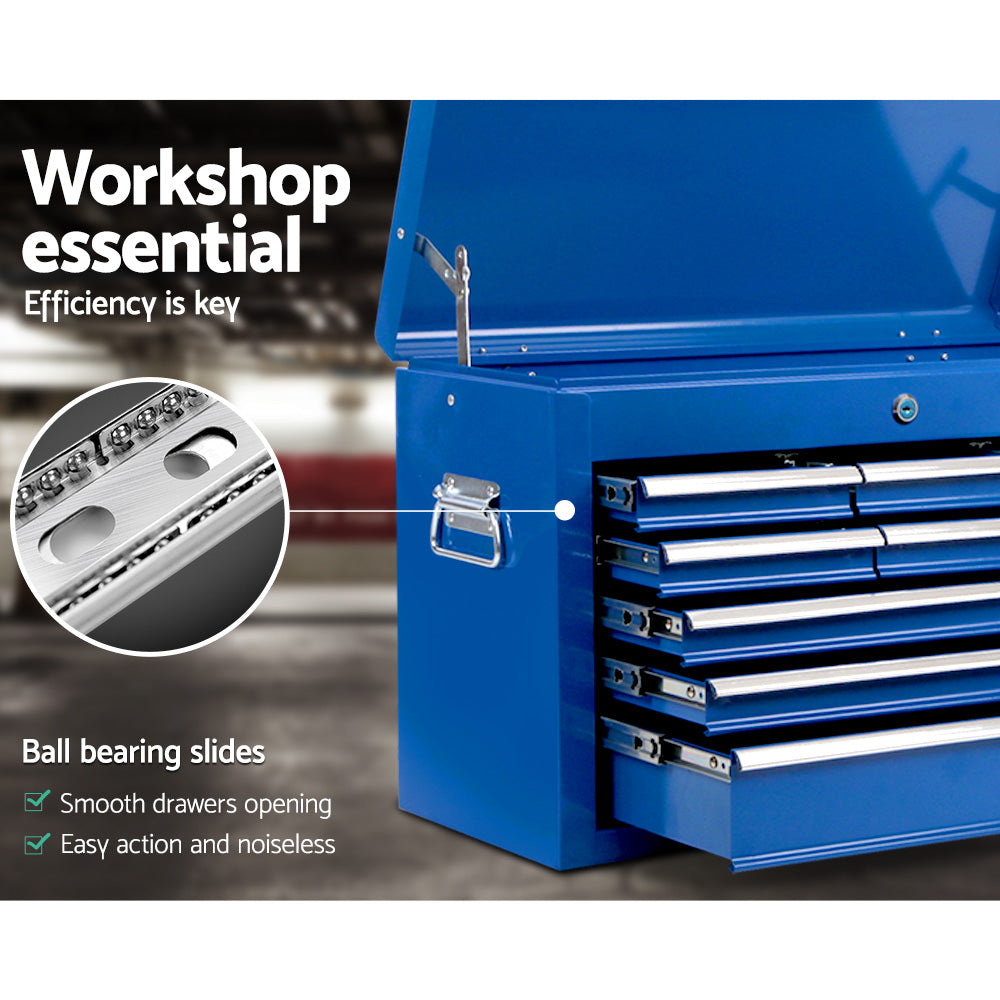 9 Drawer Tool Box Cabinet Chest Toolbox Storage Garage Organiser Blue