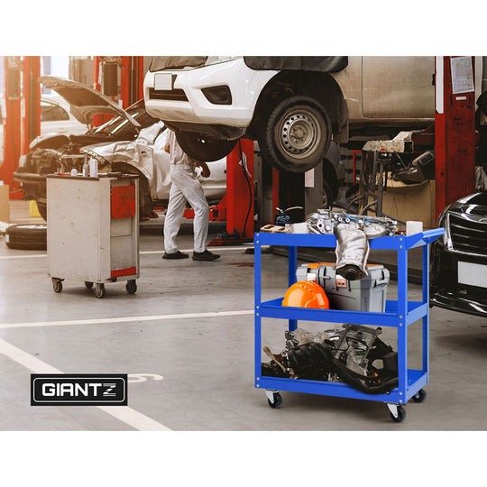 3-Tier Tool Cart Trolley Workshop Garage Storage Organizer Blue - Giantz Parts Steel Mechanic