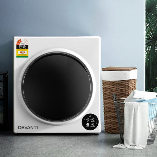 Devanti Vented White - Tumble Dryer 5Kg Fully Auto Black