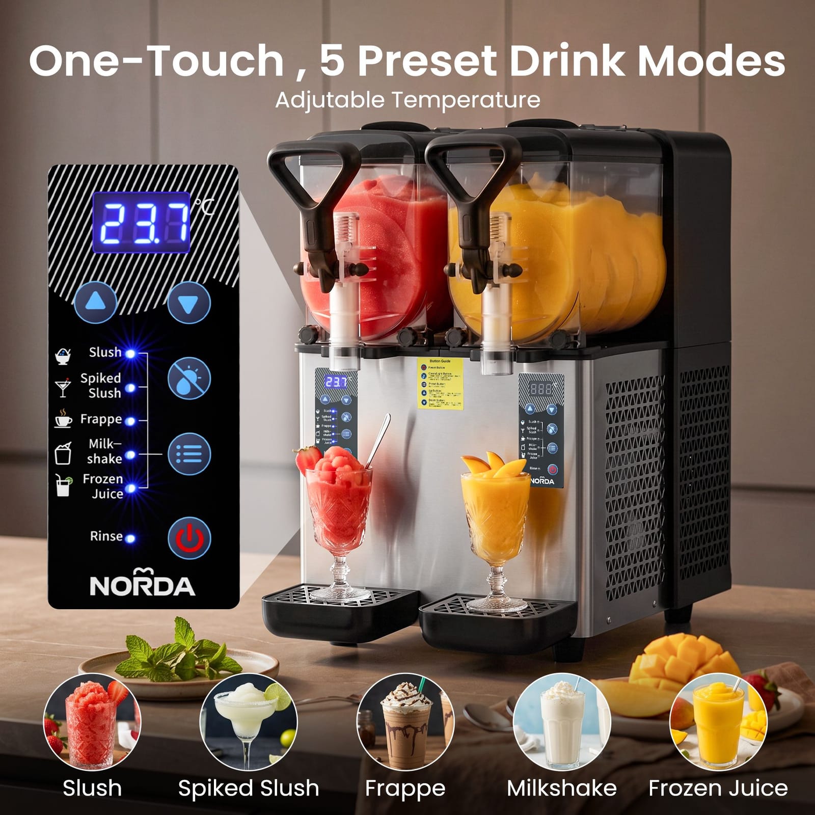 Dual Tank Slushie Machine Commercial 2x4cm