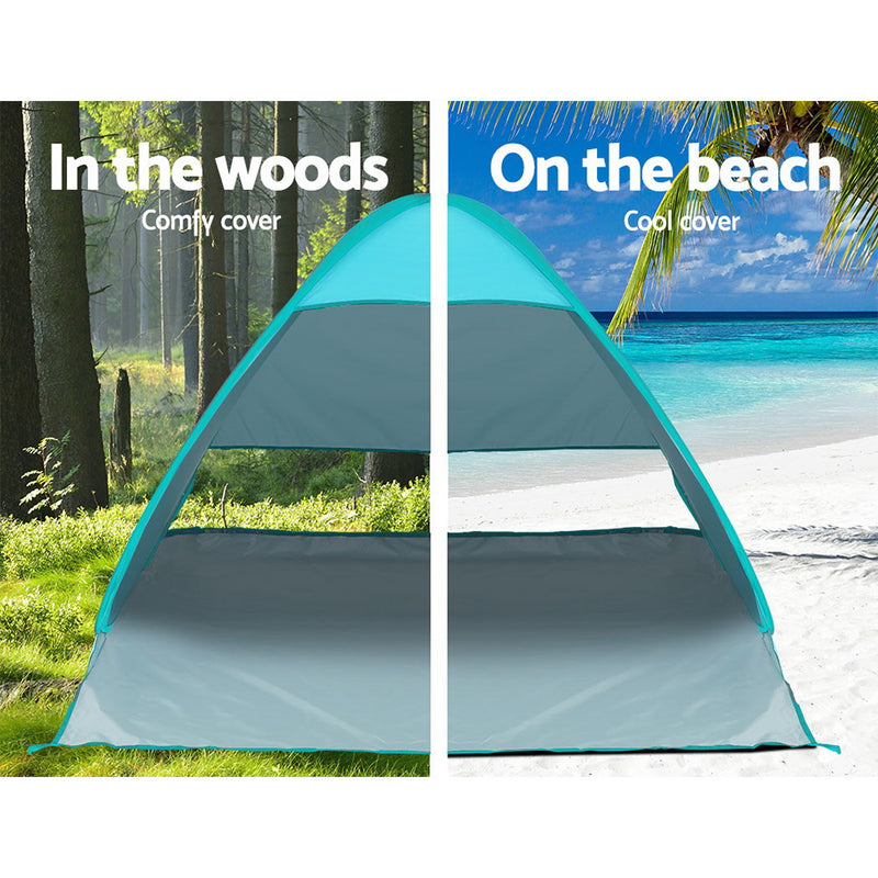 Pop Up Beach Tent Camping Hiking 3 Person Sun Shade Fishing Shelter - Tents