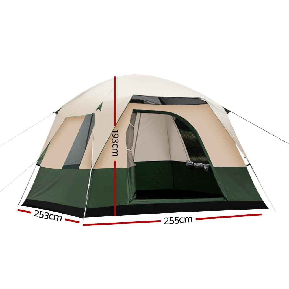 4-Person Family Camping Tent Green for Hiking and Beach Outdoor