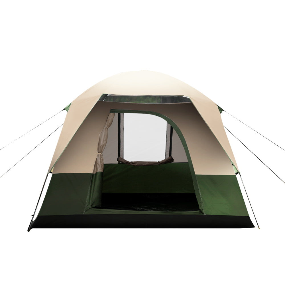 4-Person Family Camping Tent Green for Hiking and Beach Outdoor