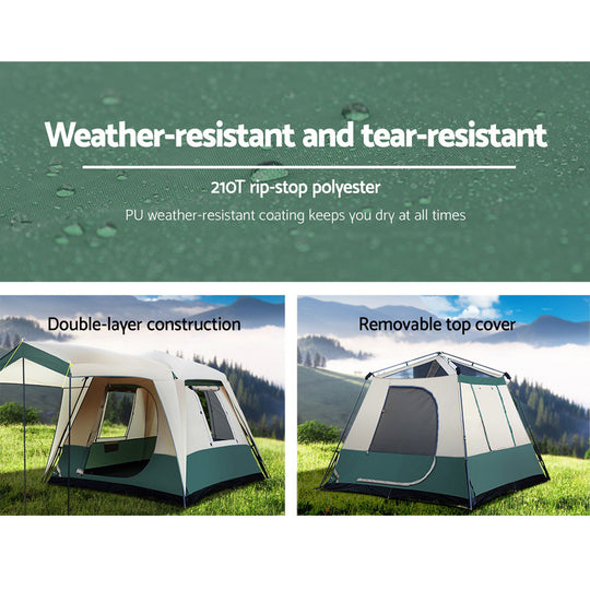 Instant Up Camping Tent 4 Person Pop Up Tents Family Hiking Dome Camp - Weisshorn
