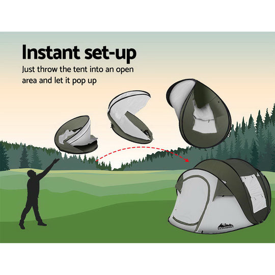 Instant Up Camping Tent 4-5 Person Pop Up Tents Family Hiking Beach Dome - Weisshorn