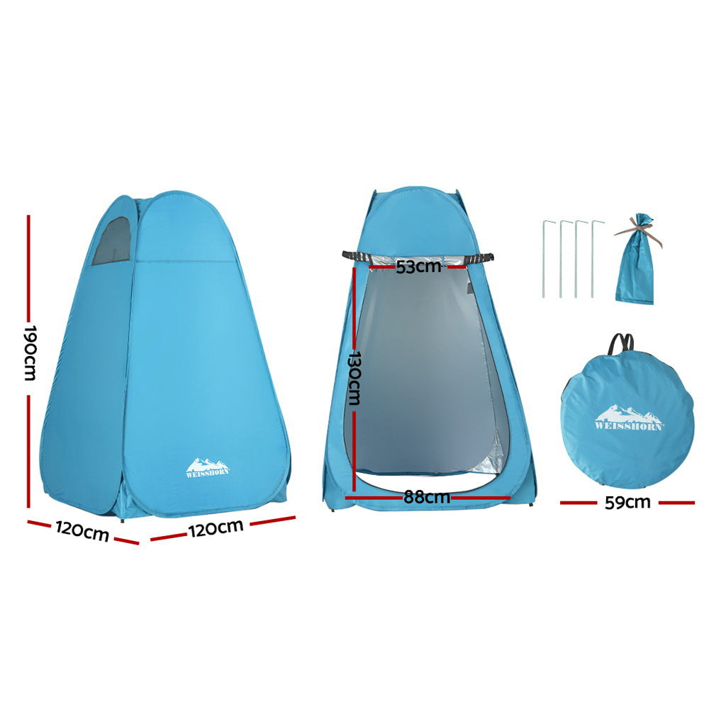 Pop Up Camping Shower Tent Outdoor Privacy Toilet Change Room Blue
