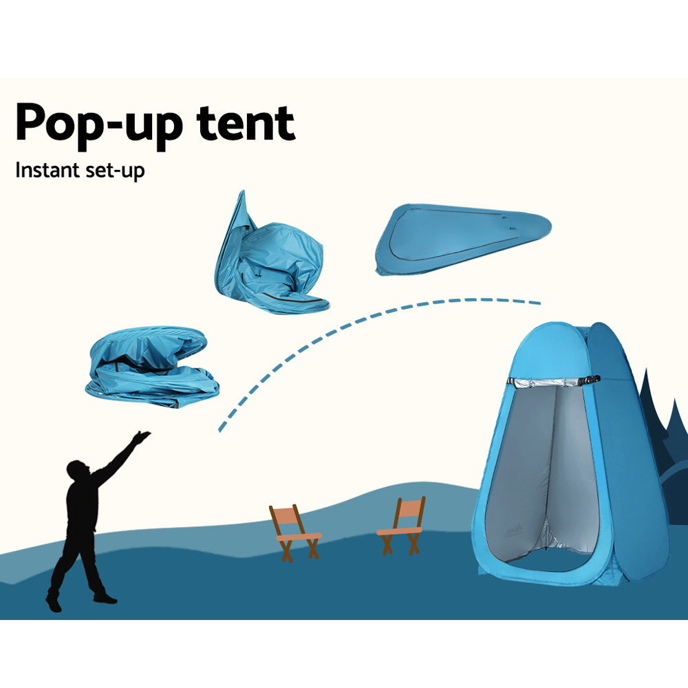 Pop Up Camping Shower Tent Outdoor Privacy Toilet Change Room Blue