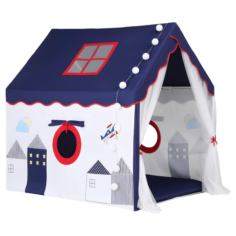 Pretend Play - Kids Play Tent Playhouse Castle with Floor Mat String Ball Light 134X103CM