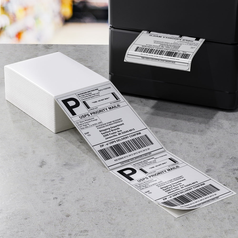 Paper Products - 500 Sheets Direct Thermal Labels Adhesive Printer Paper Barcode Shipping Sticker