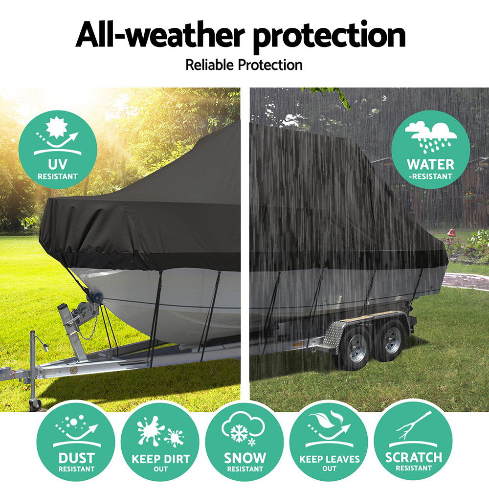 Boat Cover Trailerable Jumbo Marine Grade Heavy Duty Black