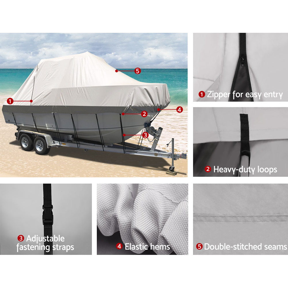 Boat Cover 19-21Ft Trailerable Jumbo Marine Grade Heavy Duty Grey