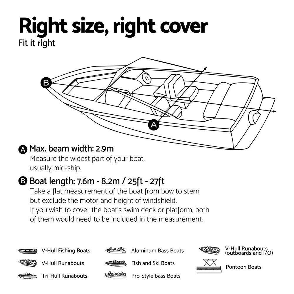 Boat Cover Trailerable Jumbo Marine Grade Heavy Duty Black