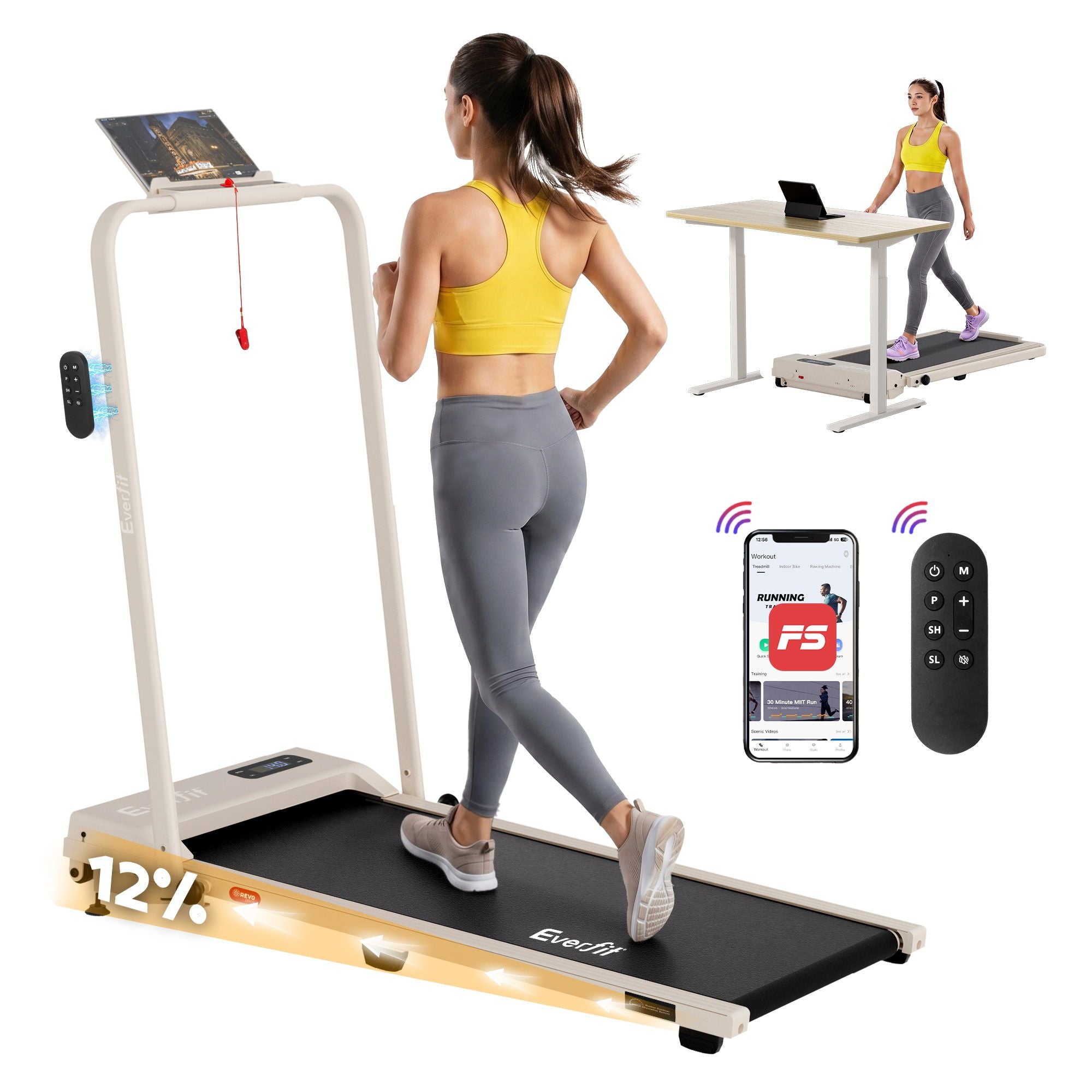 3-in-1 Walking Pad Treadmill 12% Incline Foldable | Simplede
