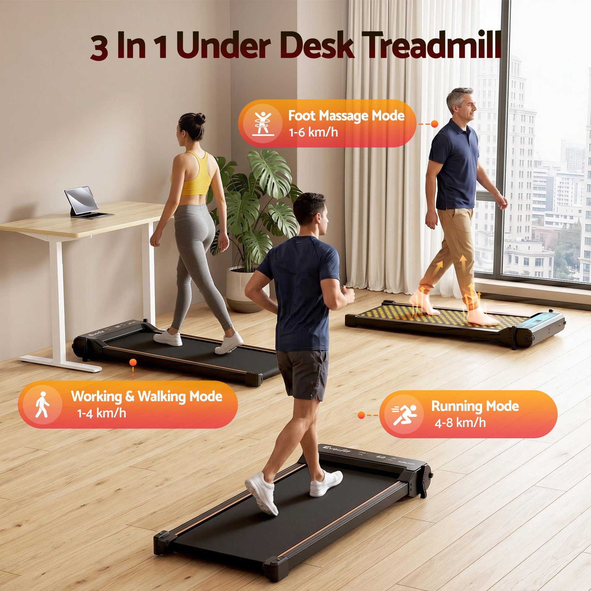 2-in-1 Walking Pad Treadmill Foot Massage | Simpledeals