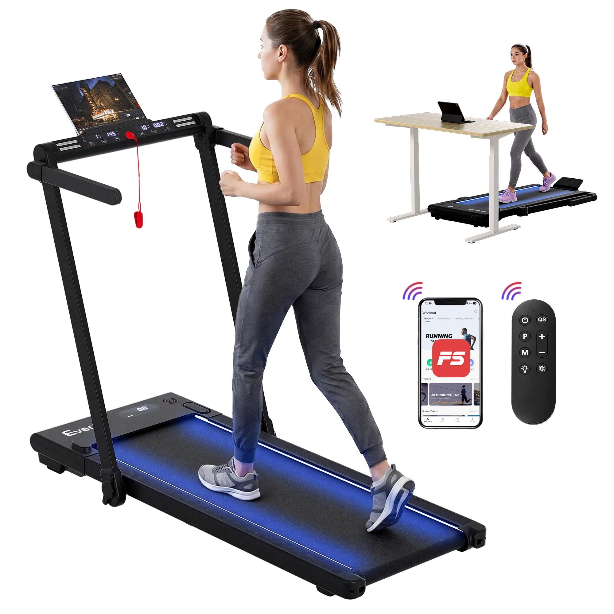 Foldable Walking Pad Treadmill LED 3-in-1 | Simpledeals