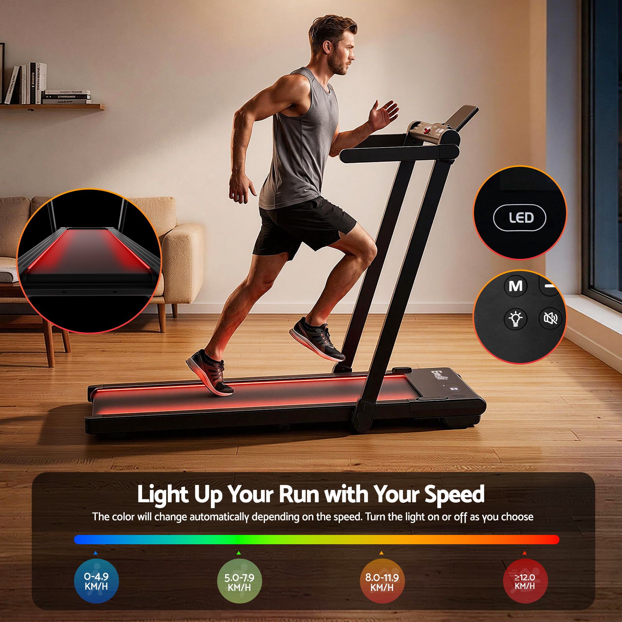 Foldable Walking Pad Treadmill LED 3-in-1 | Simpledeals