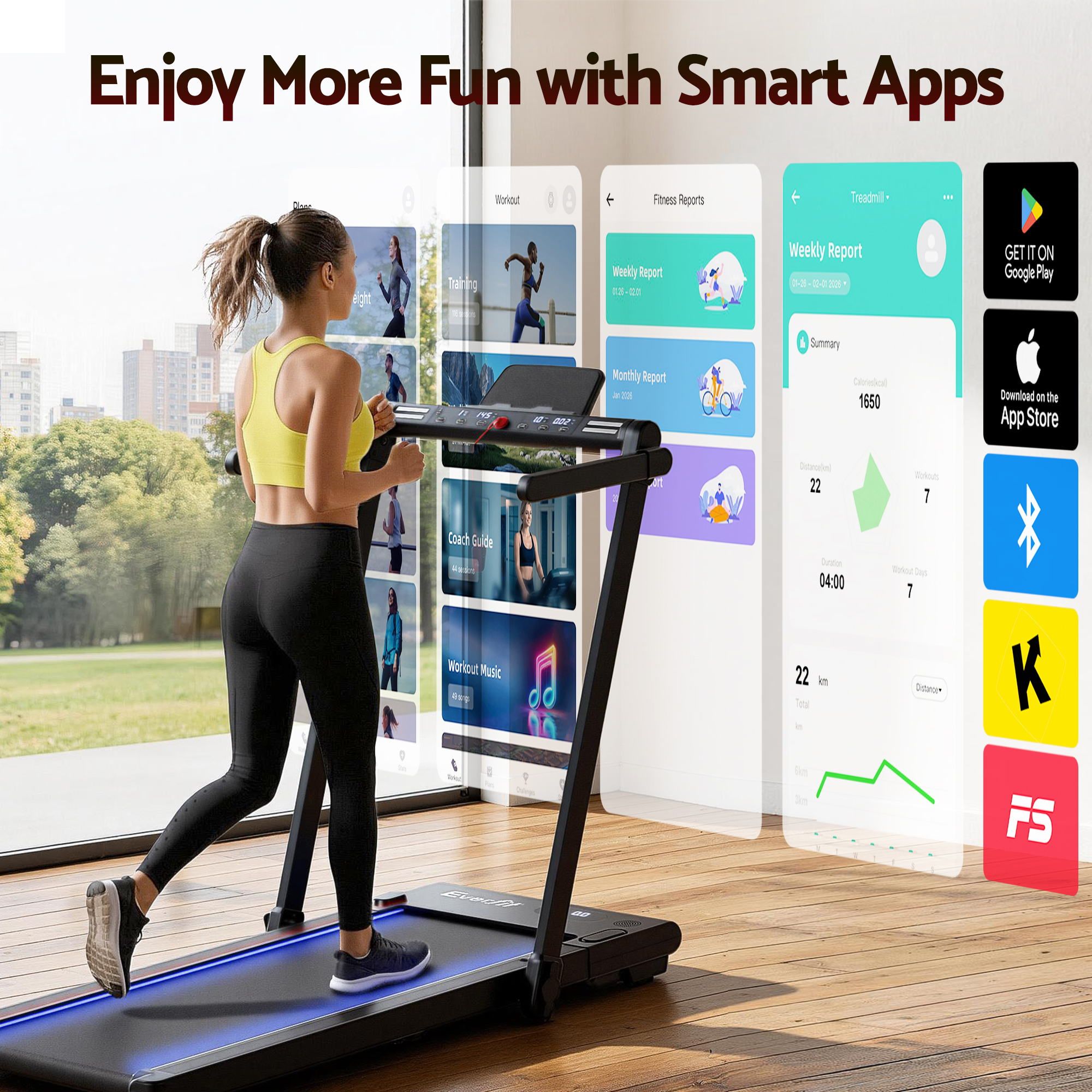 Foldable Walking Pad Treadmill LED 3-in-1 | Simpledeals