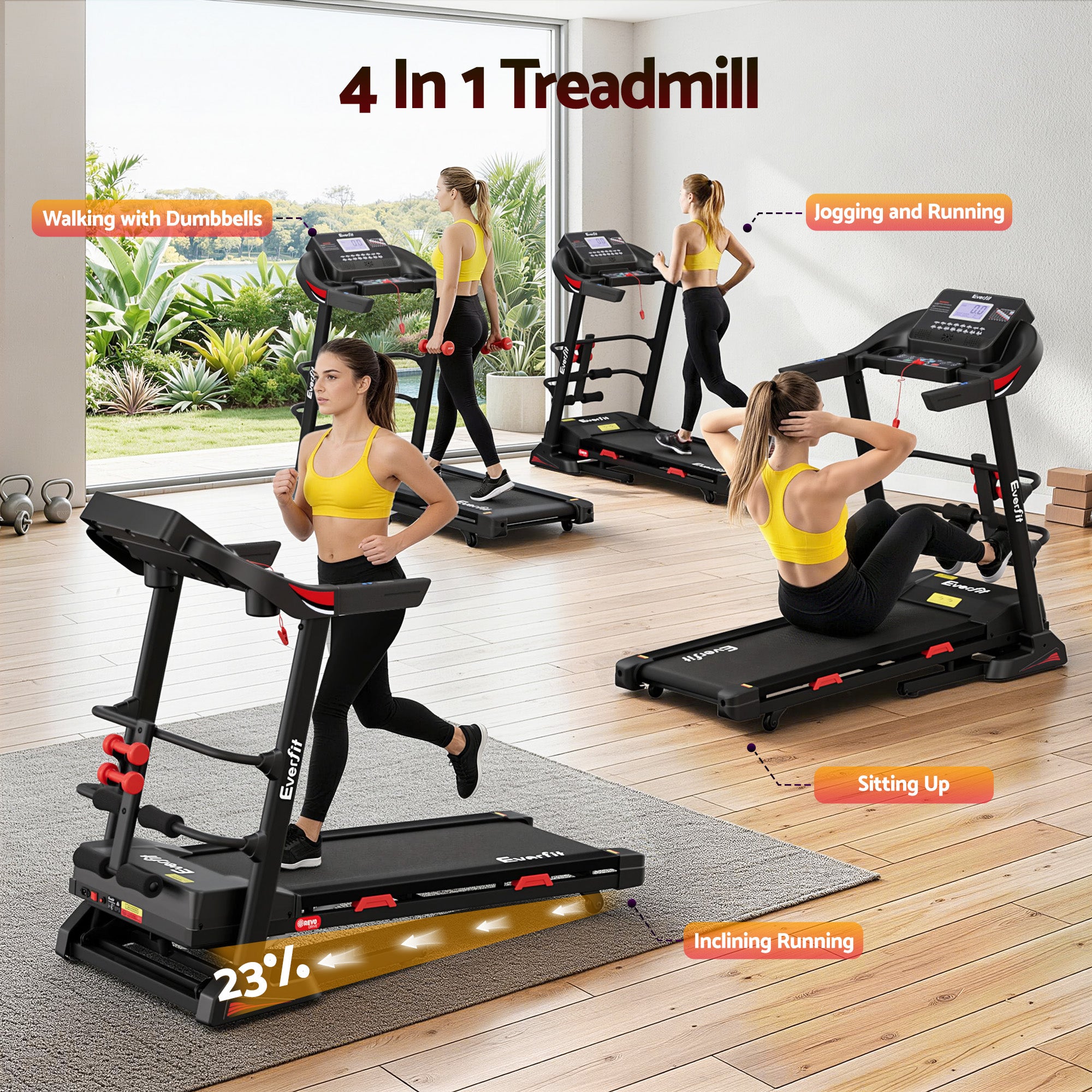 Modern Electric Treadmill with Sit-Up Bar