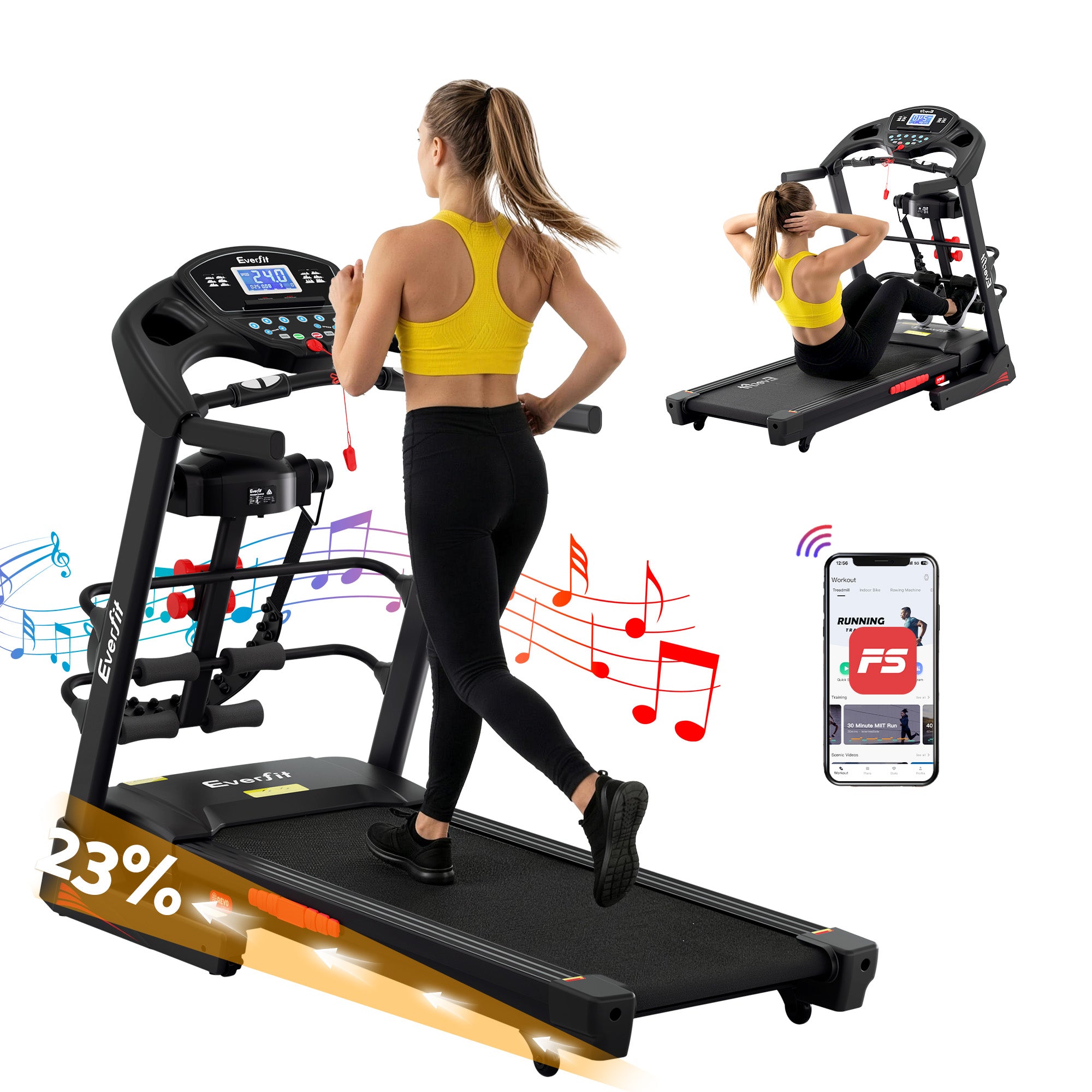 Electric Treadmill w/ Massager 480mm Home Gym