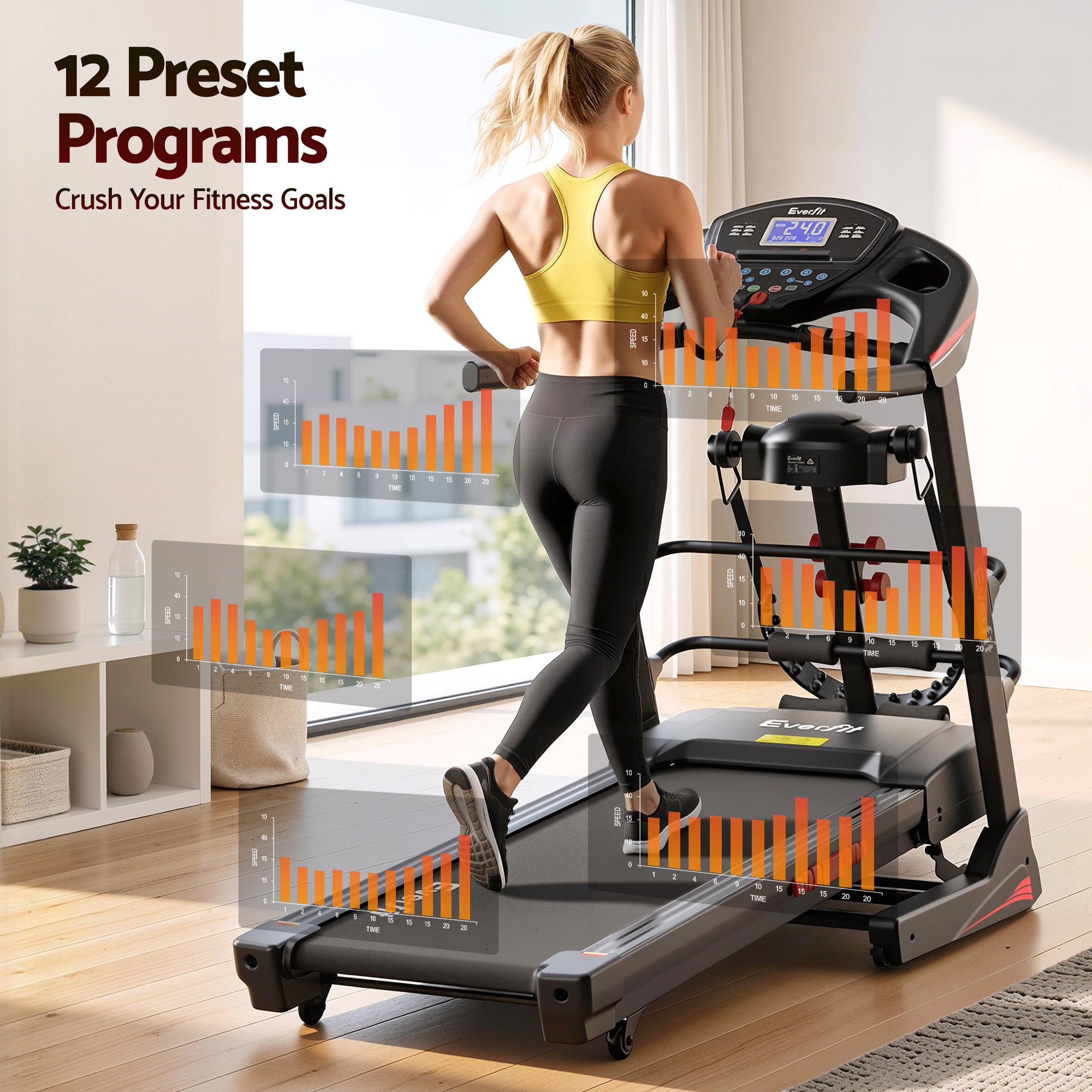 Electric Treadmill w/ Massager 480mm Home Gym