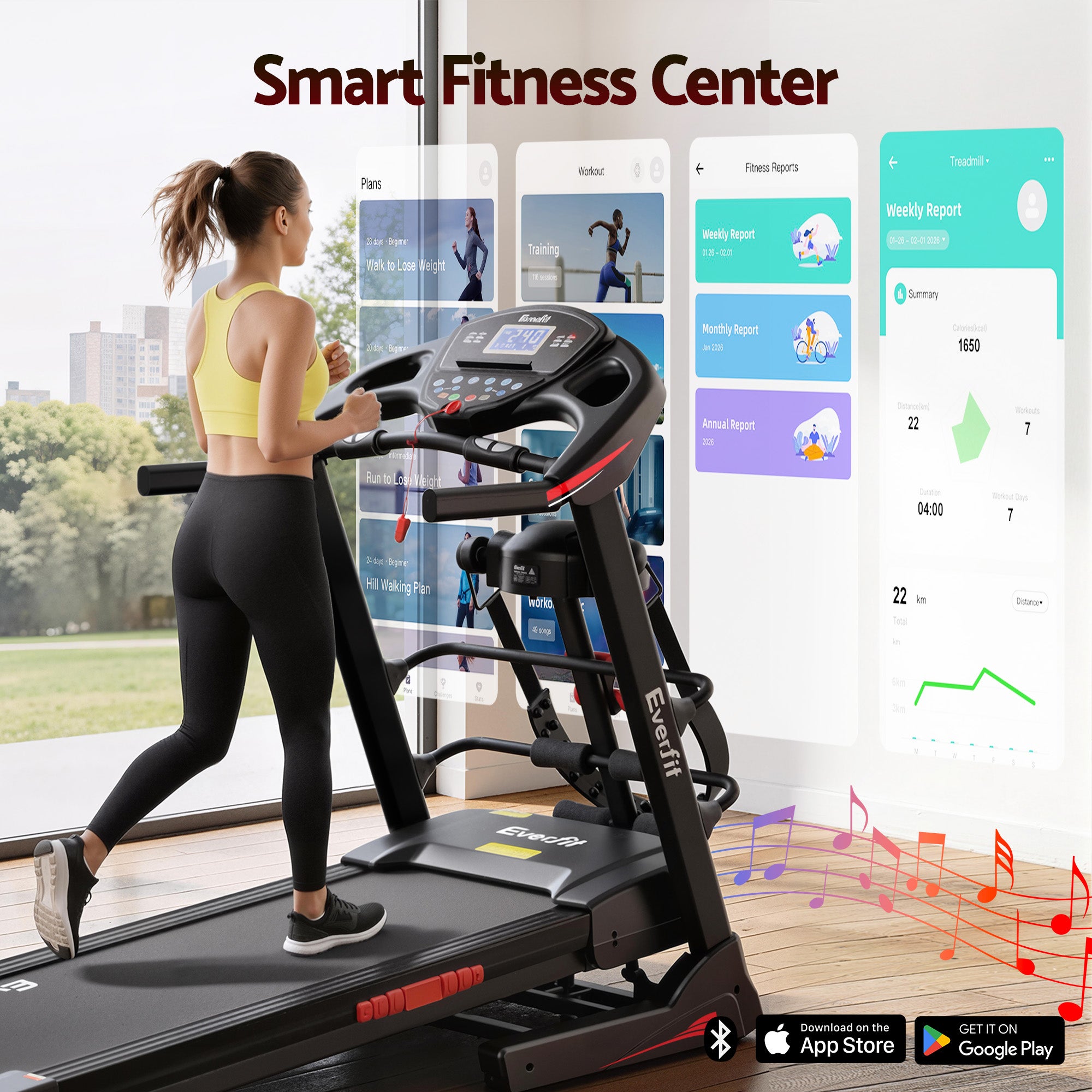 Electric Treadmill w/ Massager 480mm Home Gym