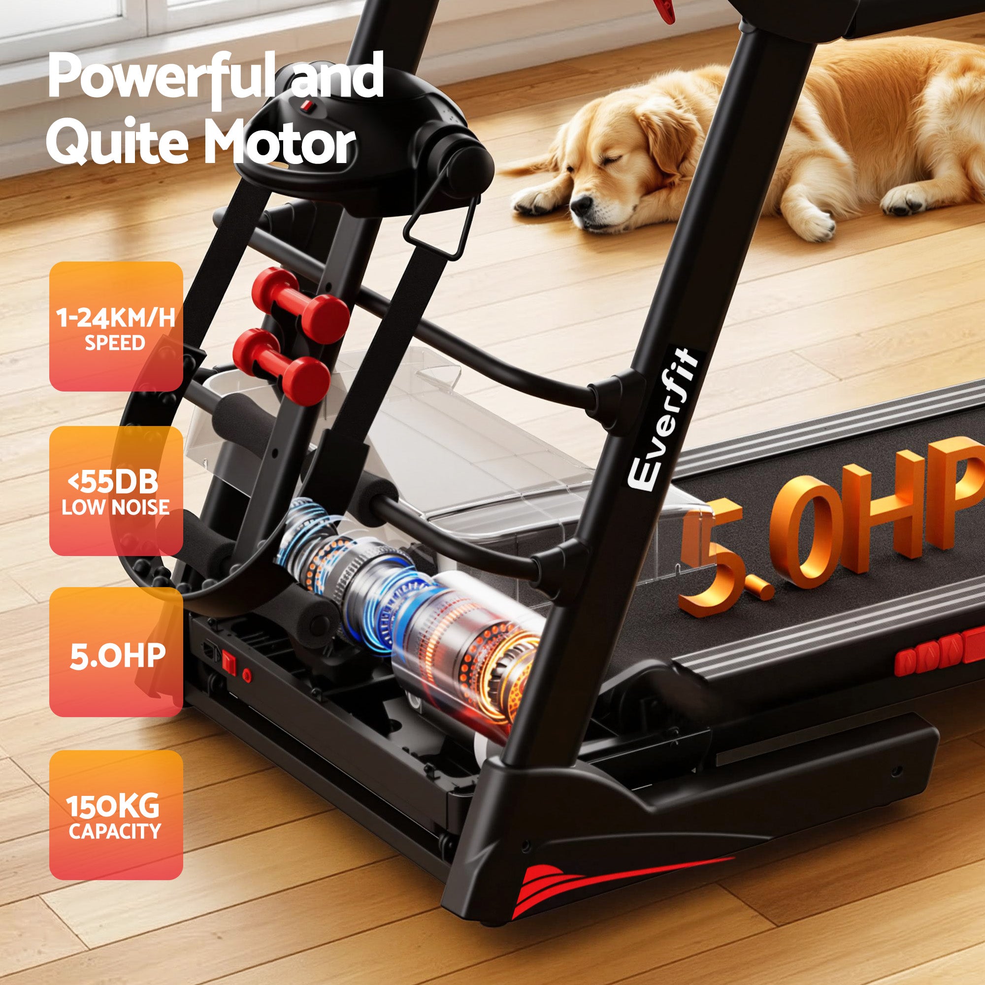 Electric Treadmill w/ Massager 480mm Home Gym