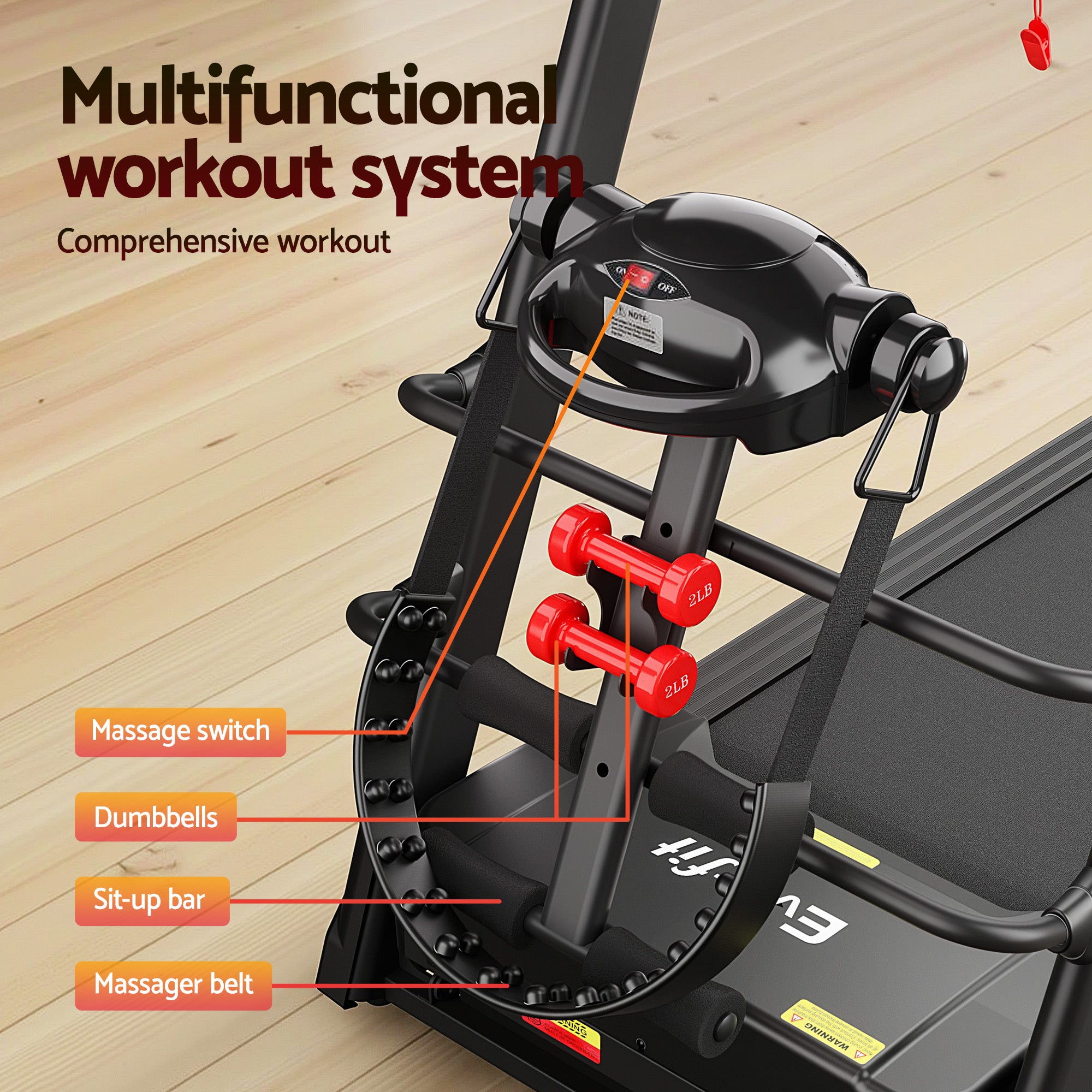 Electric Treadmill w/ Massager 480mm Home Gym