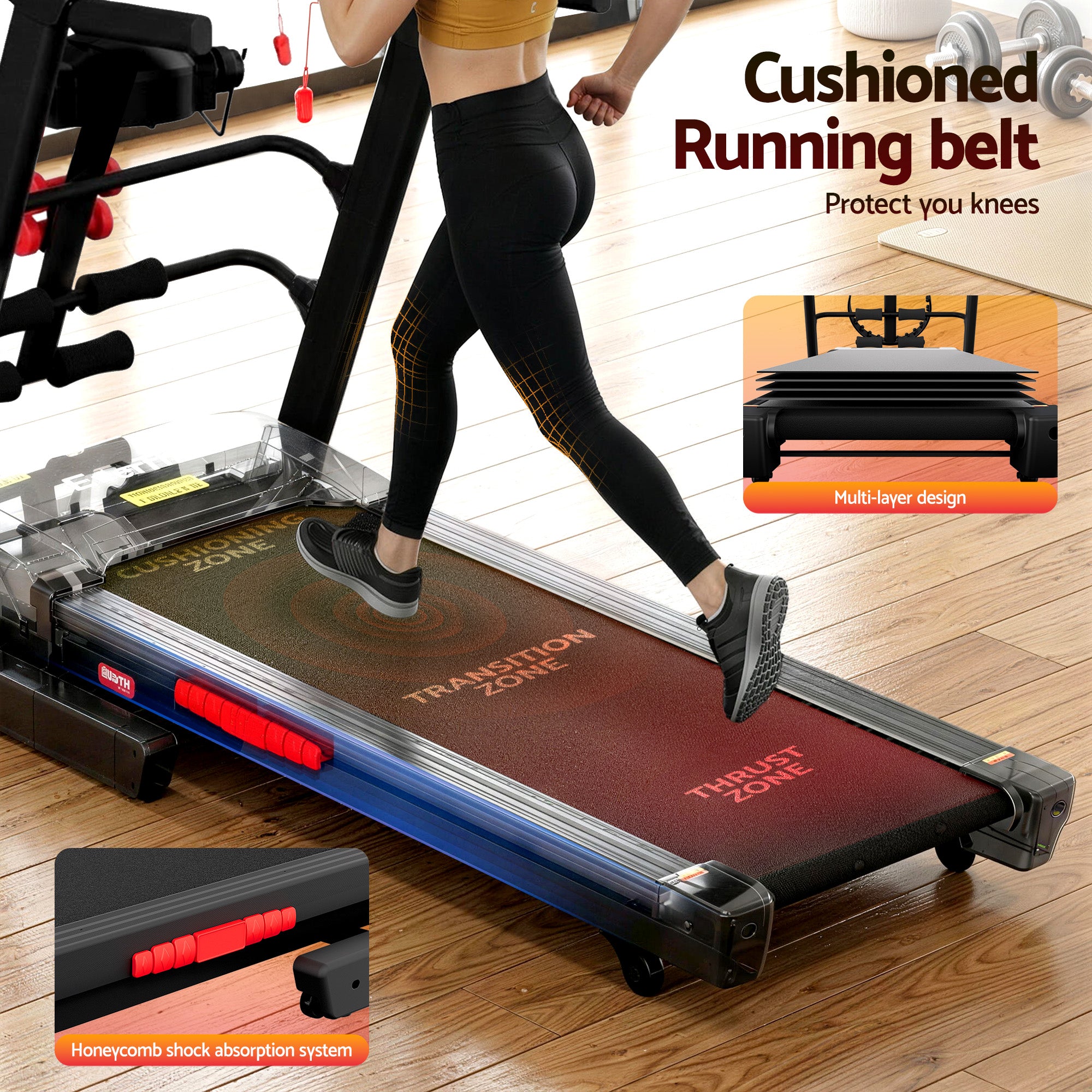 Electric Treadmill w/ Massager 480mm Home Gym