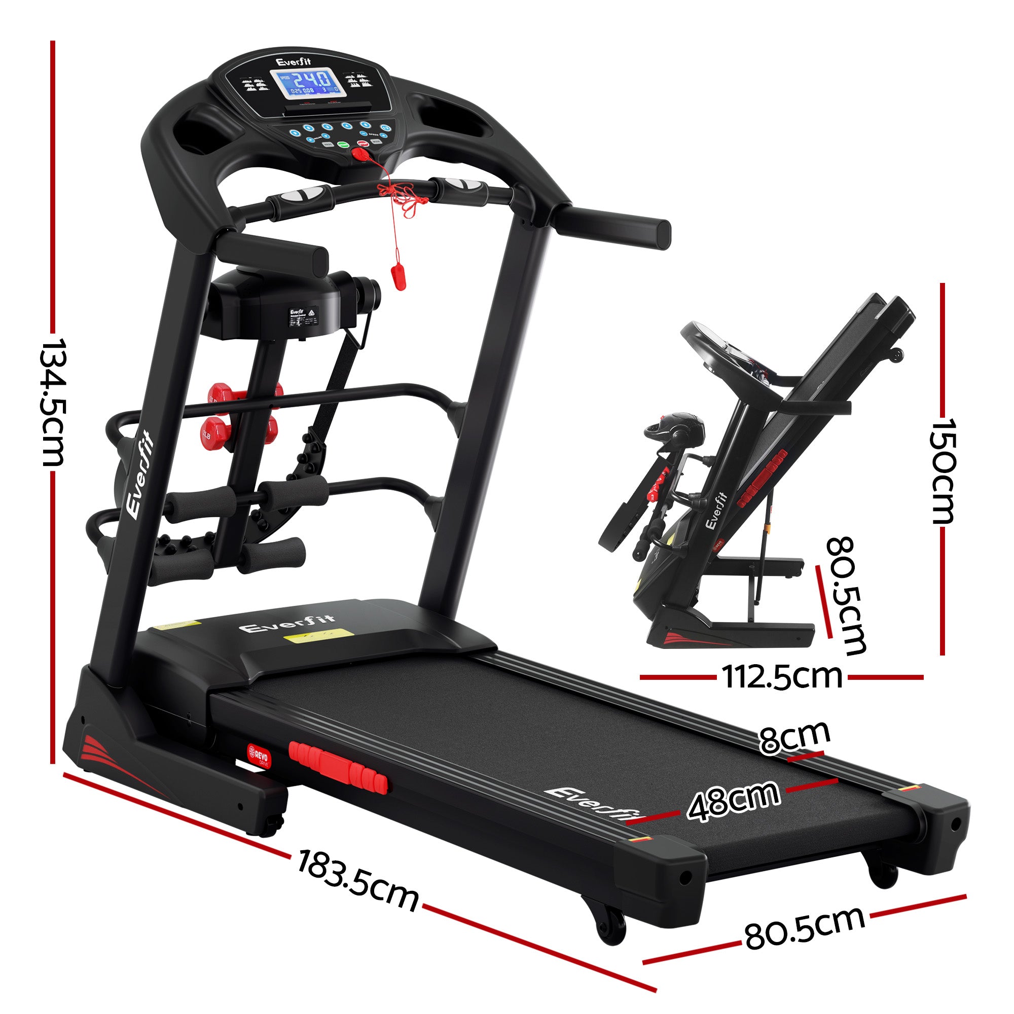 Electric Treadmill w/ Massager 480mm Home Gym