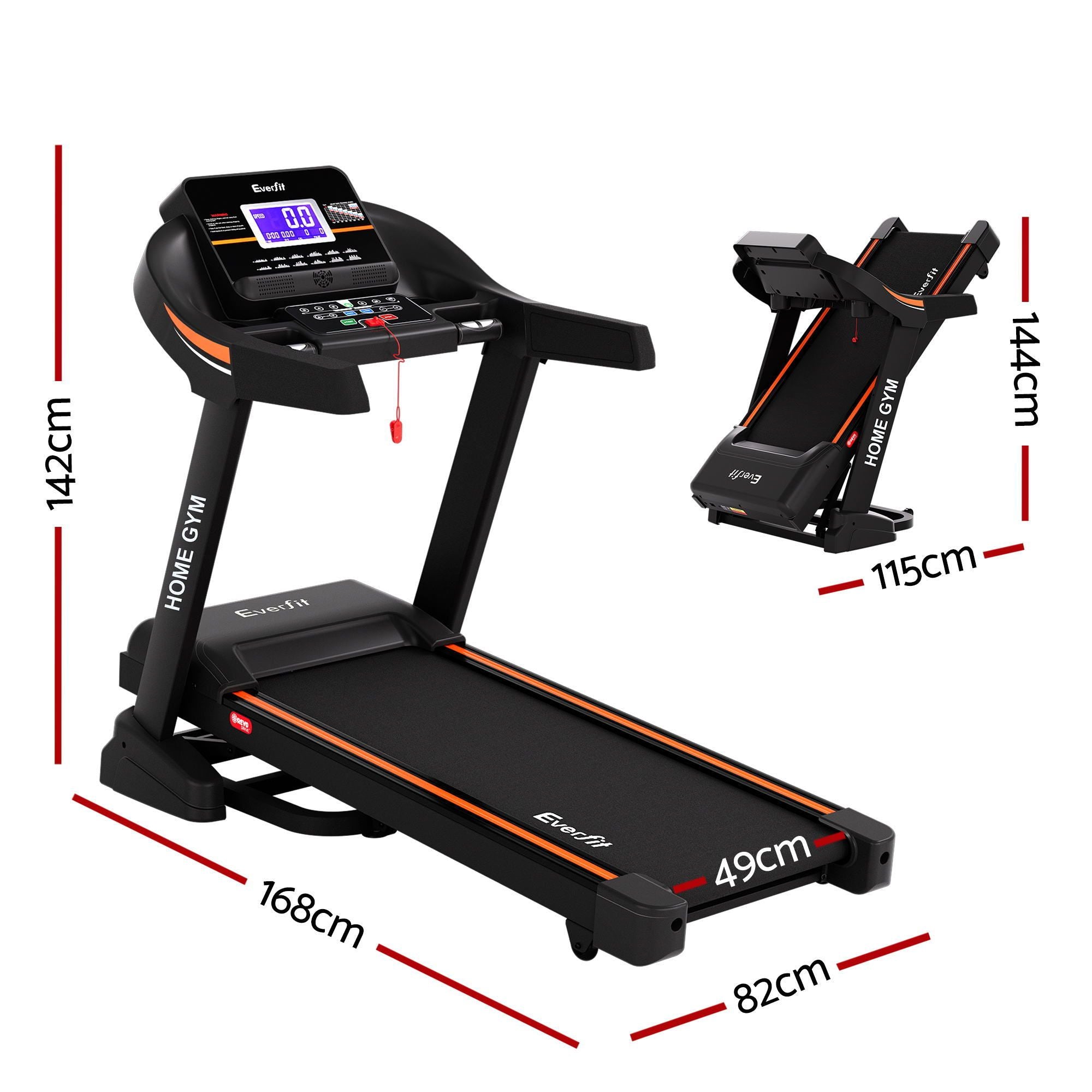 Treadmill Electric Auto Incline Home Gym Fitness Exercise Machine 490mm