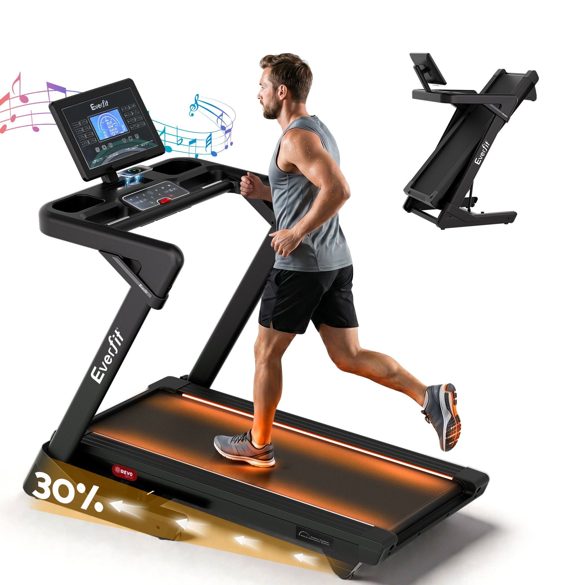 Foldable Treadmill 500mm Wide Belt Auto Incline | Simpledeal